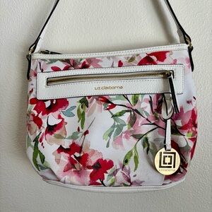 Liz Claiborne White Pink Green Spring Floral Shoulder Bag